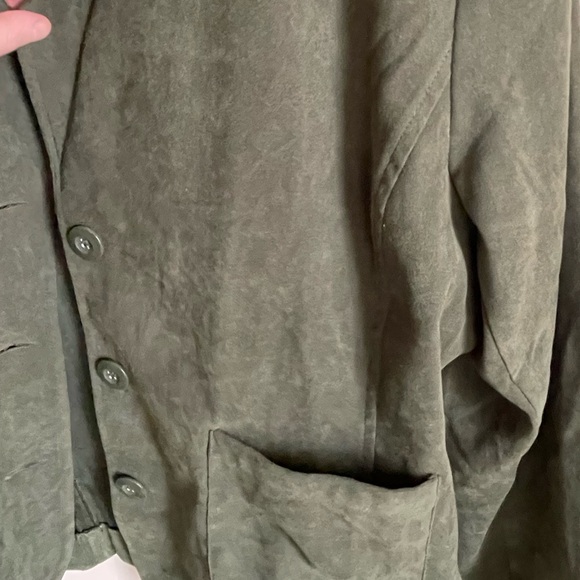 90s 📞button up shirt soft thin flowy faux suede blazer - Picture 2 of 2